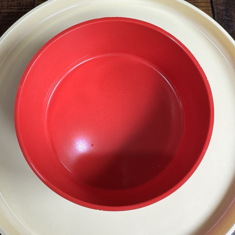 Vtg Heller Design By Massimo Vignelli, 2 Dinner Plates, 2 Bowls, Yellow & Red - Picture 3 of 8